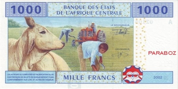 Gabon 1.000 XAF arka yüz