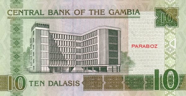 Gambiya 10 GMD arka yüz