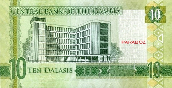 Gambiya 10 GMD arka yüz