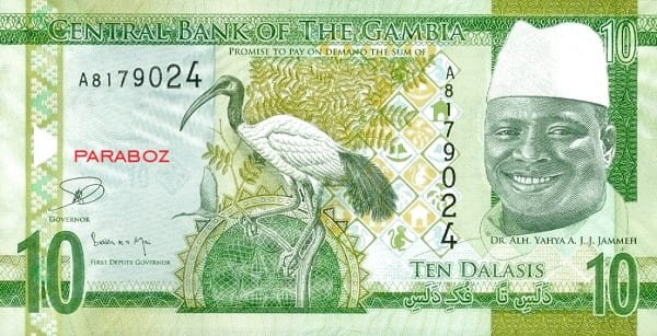 Gambiya 10 GMD ön yüz
