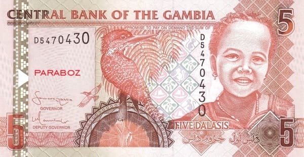 Gambiya 5 GMD ön yüz
