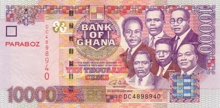 Gana 10.000 GHS ön yüz