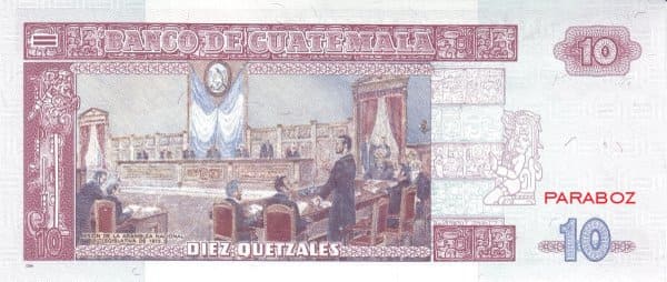 Guatemala 10 GTQ arka yüz