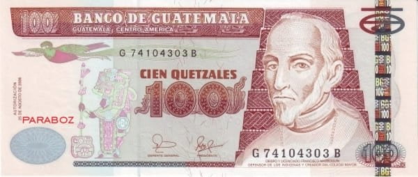 Guatemala 100 GTQ ön yüz