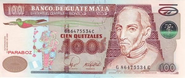 Guatemala 100 GTQ ön yüz