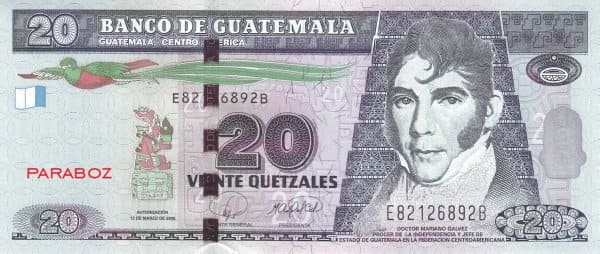 Guatemala 20 GTQ ön yüz