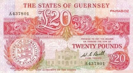 Guernsey Adası 20 GGP ön yüz
