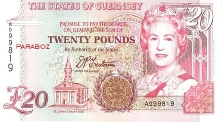 Guernsey Adası 20 GGP ön yüz