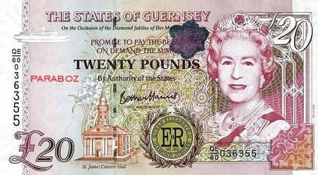 Guernsey Adası 20 GGP ön yüz