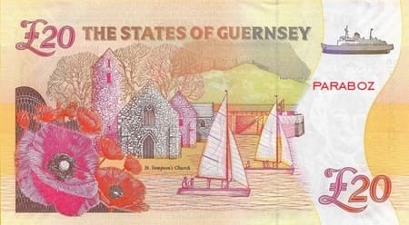 Guernsey Adası 20 GGP arka yüz