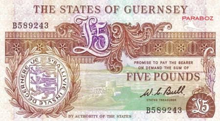 Guernsey Adası 5 GGP ön yüz