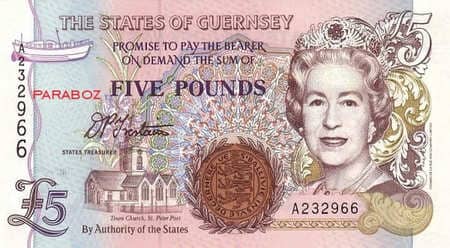 Guernsey Adası 5 GGP ön yüz