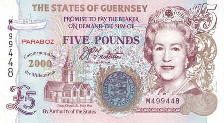 Guernsey Adası 5 GGP ön yüz
