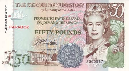 Guernsey Adası 50 GGP ön yüz