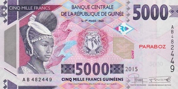 Gine 5.000 GNF ön yüz