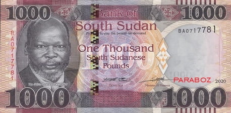 Güney Sudan 1.000 SSP ön yüz