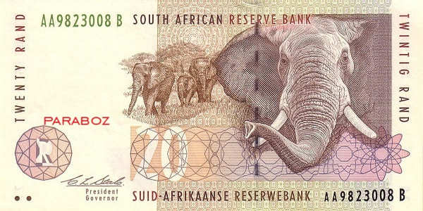 Güney Afrika 20 ZAR ön yüz