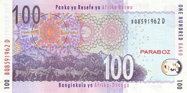 Güney Afrika 100 ZAR arka yüz