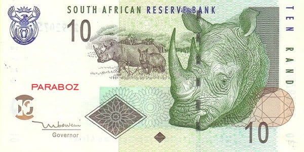 Güney Afrika 10 ZAR ön yüz