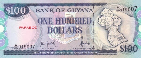 Guyana 100 GYD ön yüz