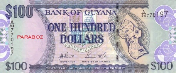 Guyana 100 GYD ön yüz