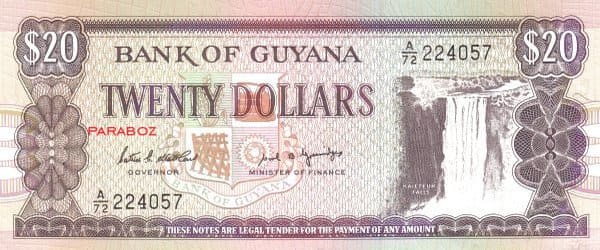 Guyana 20 GYD ön yüz
