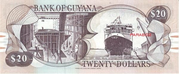 Guyana 20 GYD arka yüz