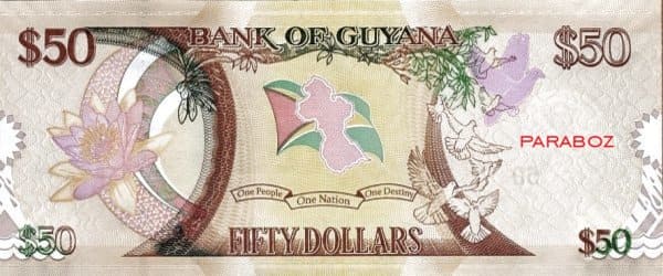 Guyana 50 GYD arka yüz