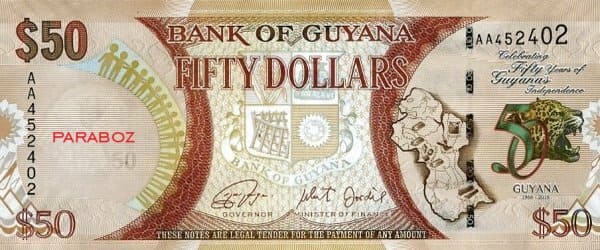 Guyana 50 GYD ön yüz