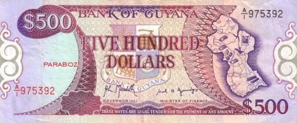Guyana 500 GYD ön yüz