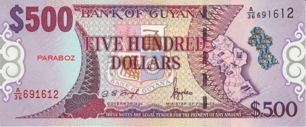 Guyana 500 GYD ön yüz