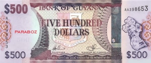 Guyana 500 GYD ön yüz