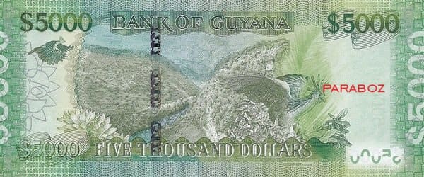 Guyana 5.000 GYD arka yüz