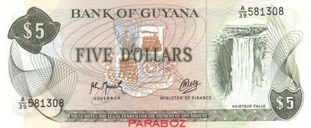 Guyana 5 GYD ön yüz