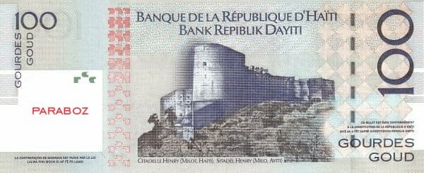 Haiti 100 HTG arka yüz