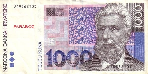 Hırvatistan 1.000 HRK ön yüz