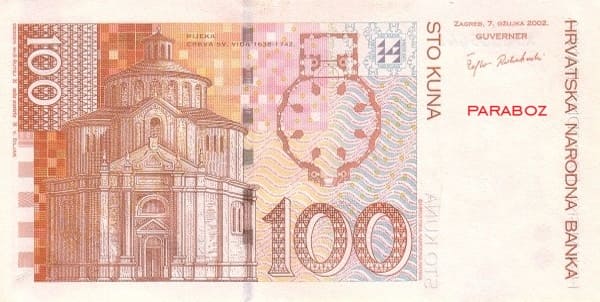 Hırvatistan 100 HRK arka yüz
