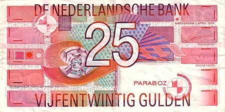 Hollanda Guldeni 25 NLG ön yüz