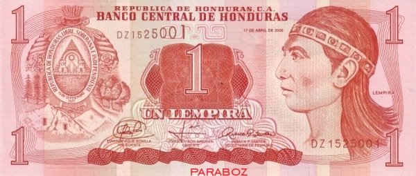 Honduras 1 HNL ön yüz