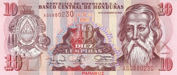 Honduras 10 HNL ön yüz