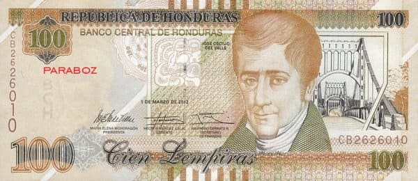 Honduras 100 HNL ön yüz