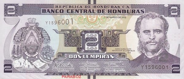 Honduras 2 HNL ön yüz