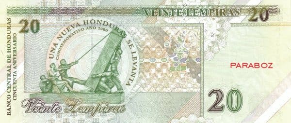Honduras 20 HNL arka yüz