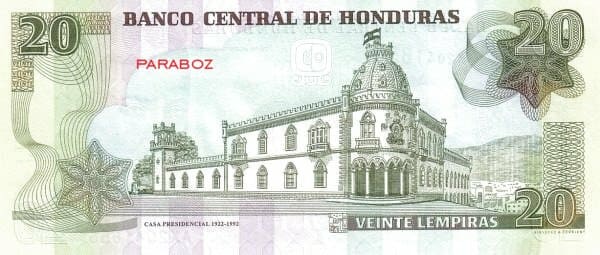 Honduras 20 HNL arka yüz