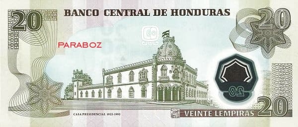Honduras 20 HNL arka yüz