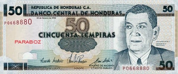 Honduras 50 HNL ön yüz