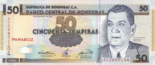 Honduras 50 HNL ön yüz