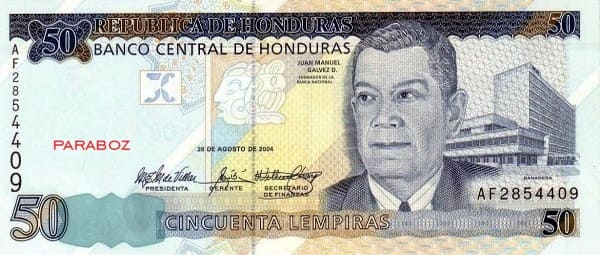 Honduras 50 HNL ön yüz