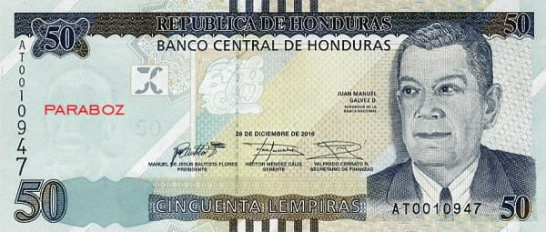 Honduras 50 HNL ön yüz