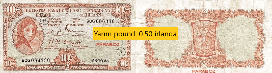 İrlanda Cumhuriyeti 10 Şilin ön yüz